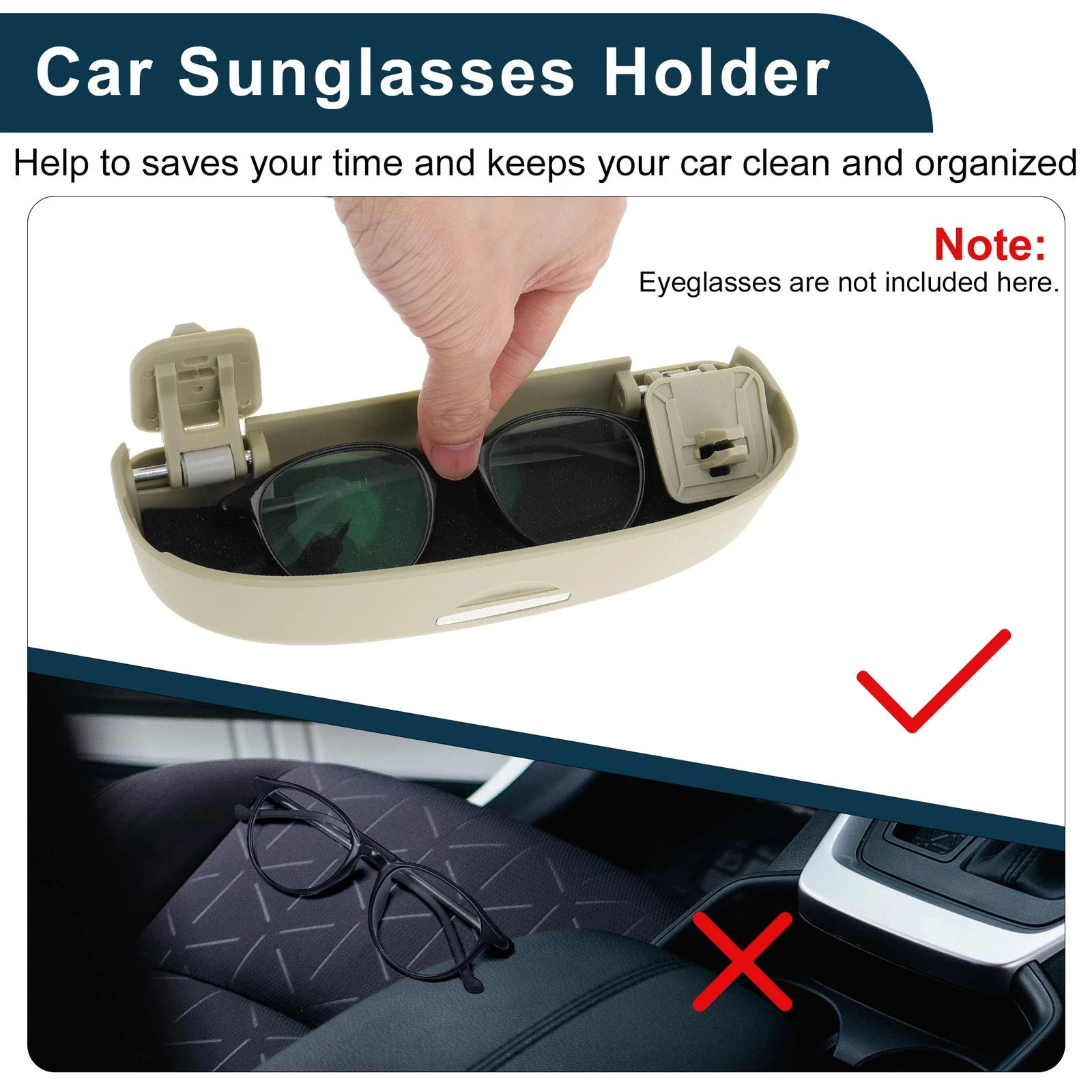Sunglasses Case for Volkswagen Teramont (2017–2023) Eyeglasses Holder Beige
