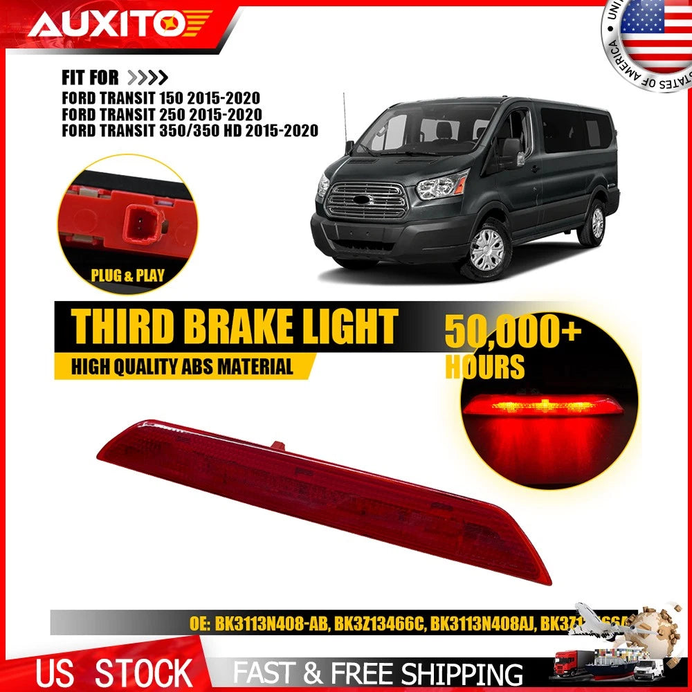 Rear Center High Mount Third Brake Light for Ford Transit 150 250 350 (2015–2020)