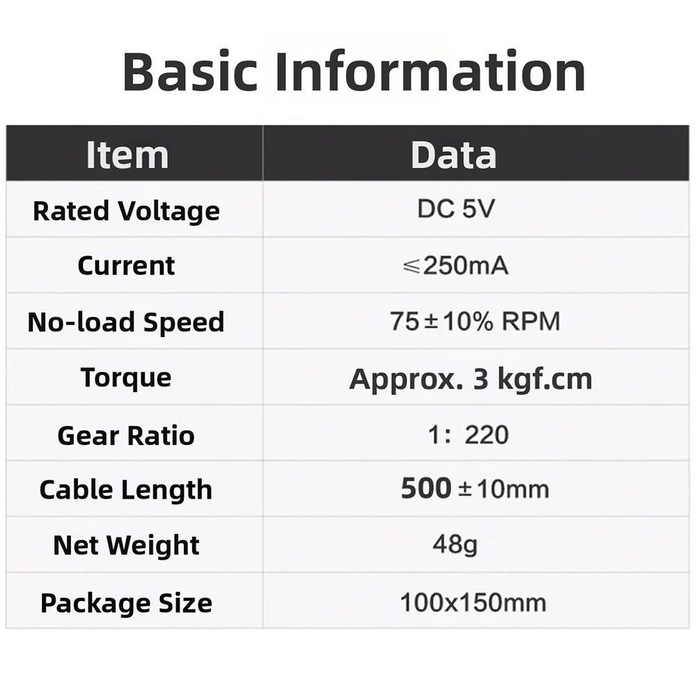 Plastic Geared Motor LA001 for Makerworld Bambu Lab TT (5V 59RPM)