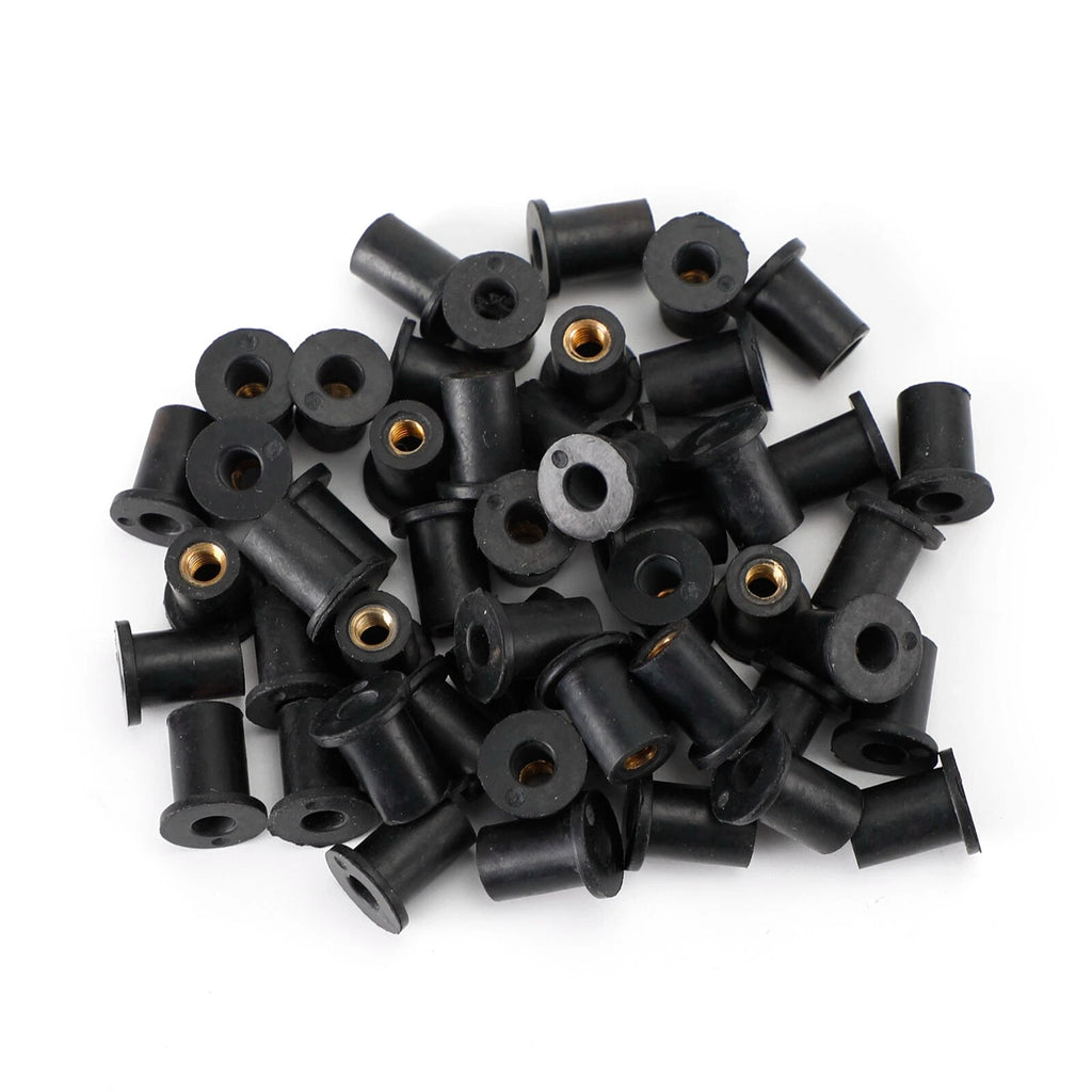 Pack of 50 M4 Rubber Well Nuts for Fairing & Screen Fixing - 8mm Hole T