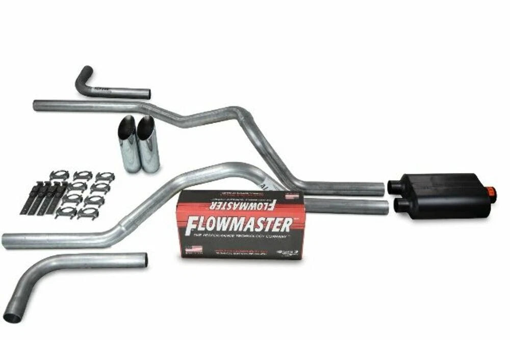 2.5" Dual Exhaust Kit for Chevy GMC 1500 (2019–2025) - Flowmaster Super 40 Slash Tip
