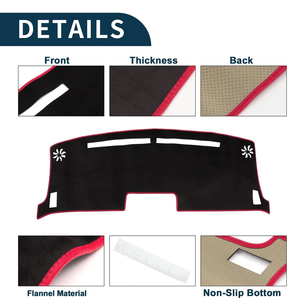 Dashboard Cover Mat for Nissan Moco MG33S (2012–2018) Black Red Set of 1