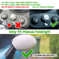 2X Gloss Black Rearview Mirror Cover Cap for Mini Cooper R50 R52 R53