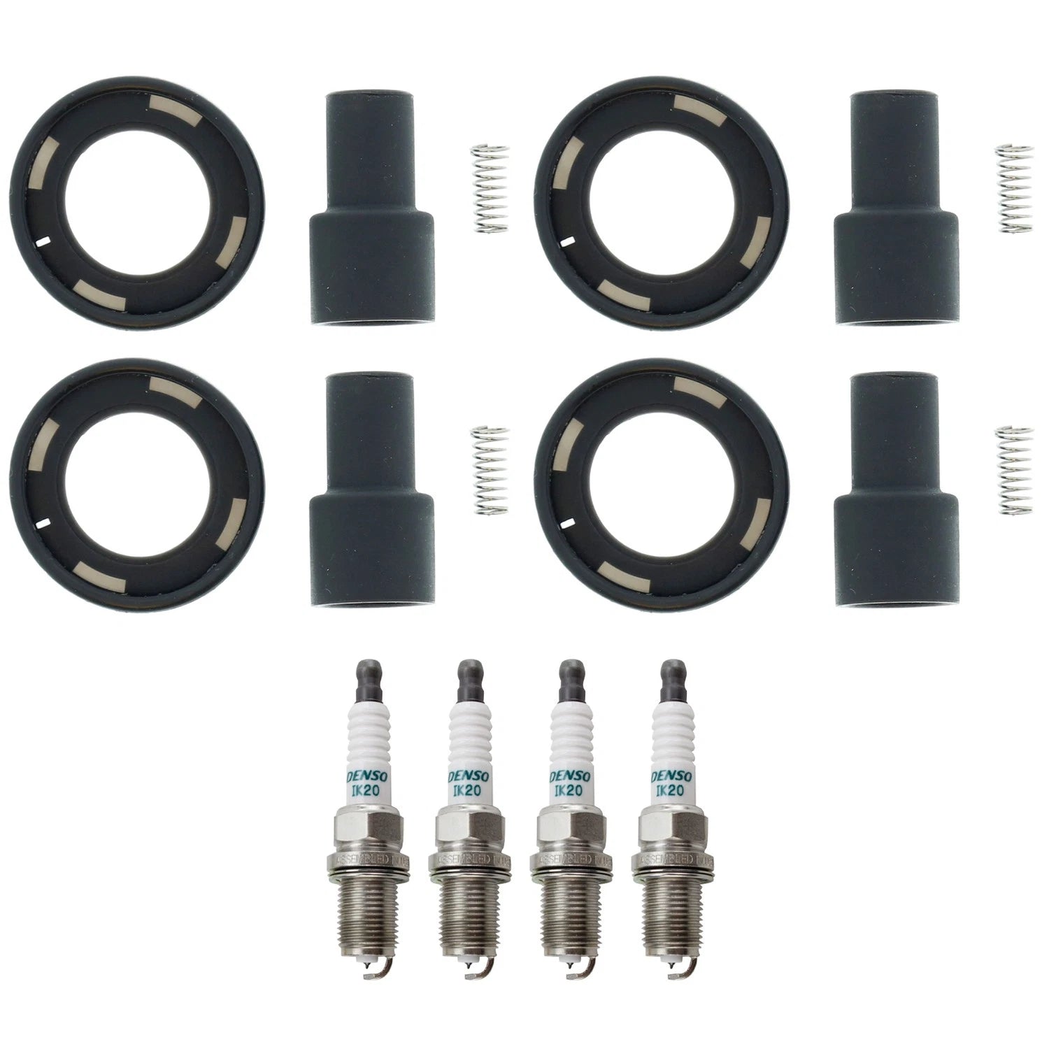 Set of 4 Denso Iridium Power Spark Plugs & Coil Boots for Camry Corolla RAV4
