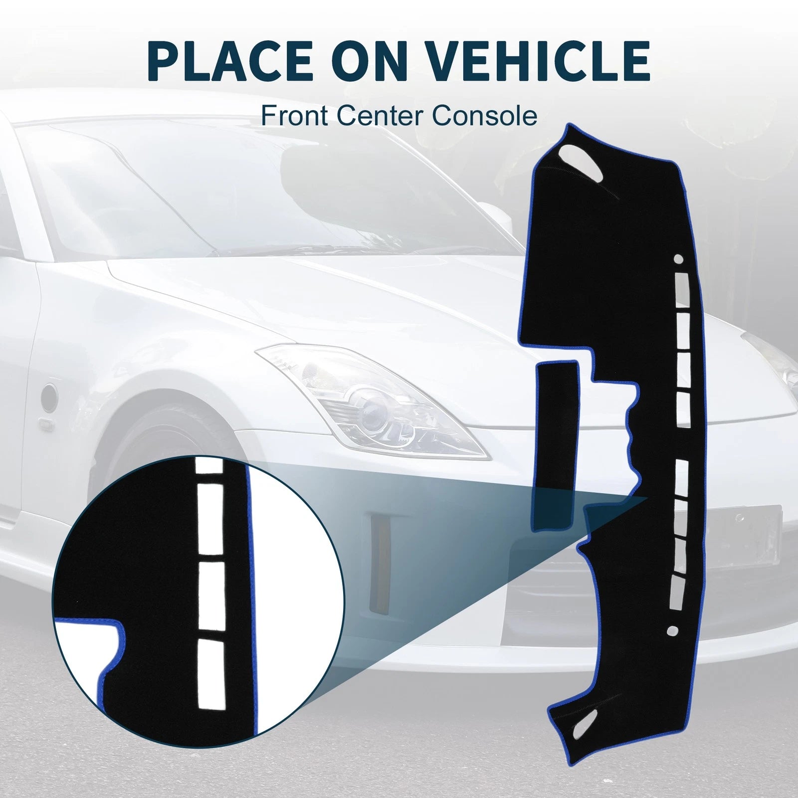 Dashboard Cover Mat for Nissan Fairlady Z33 350Z (2002–2008) Black Blue