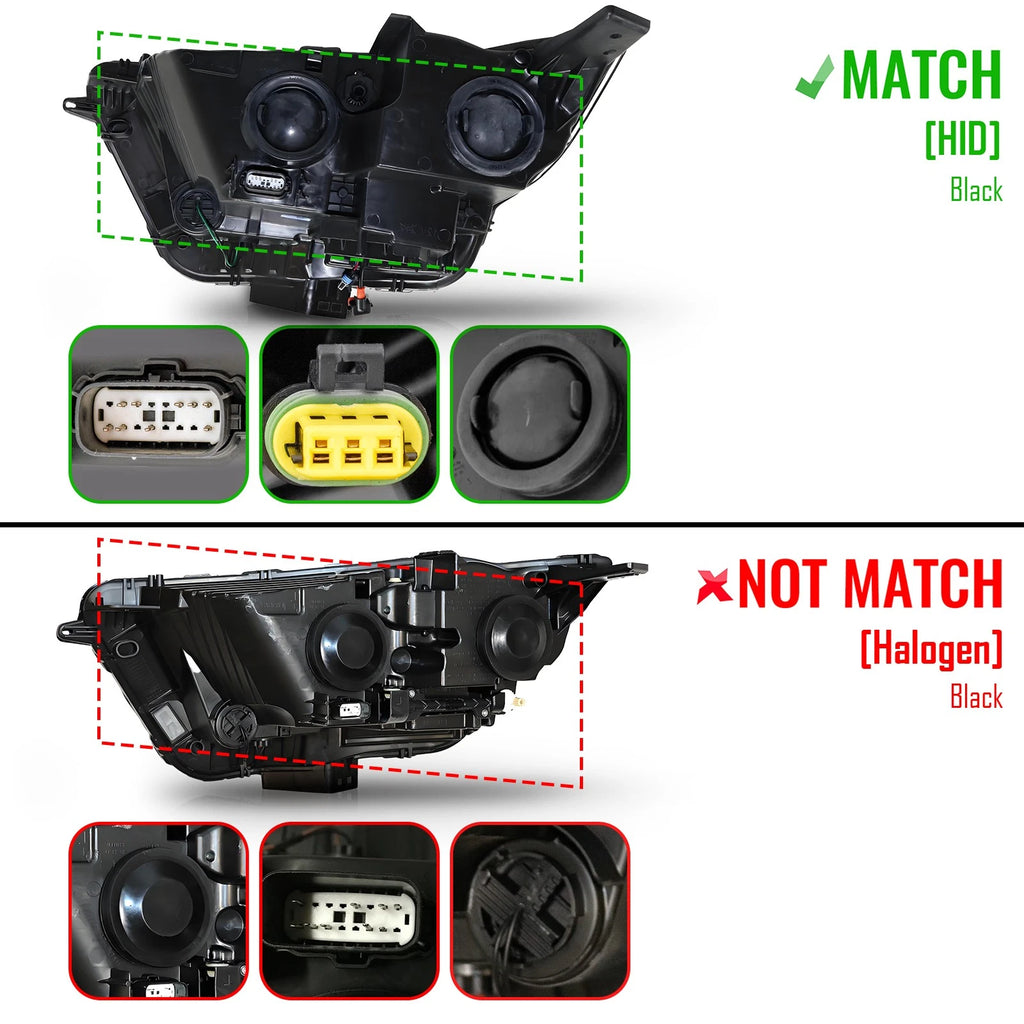 HID Xenon Headlight Pair for Ford Edge (2015–2018) w/o Ballast & Bulb