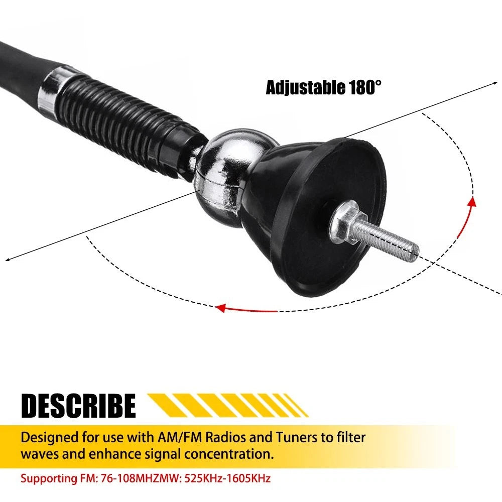 16" Mount Swivel Car Base Radio Antenna for Universal Vehicles