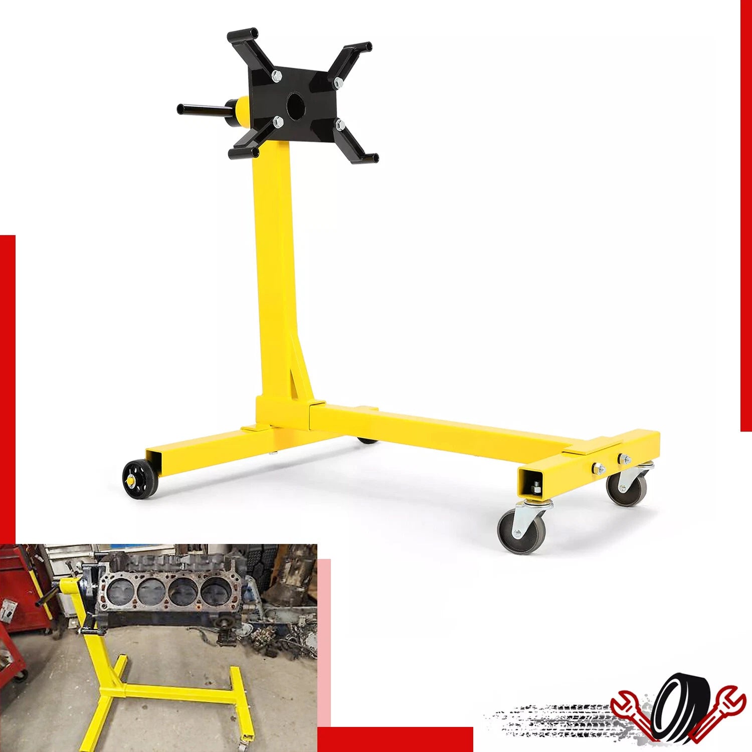 Engine Stand for Universal Use (1500lbs Capacity, 360 Degree Rotating)