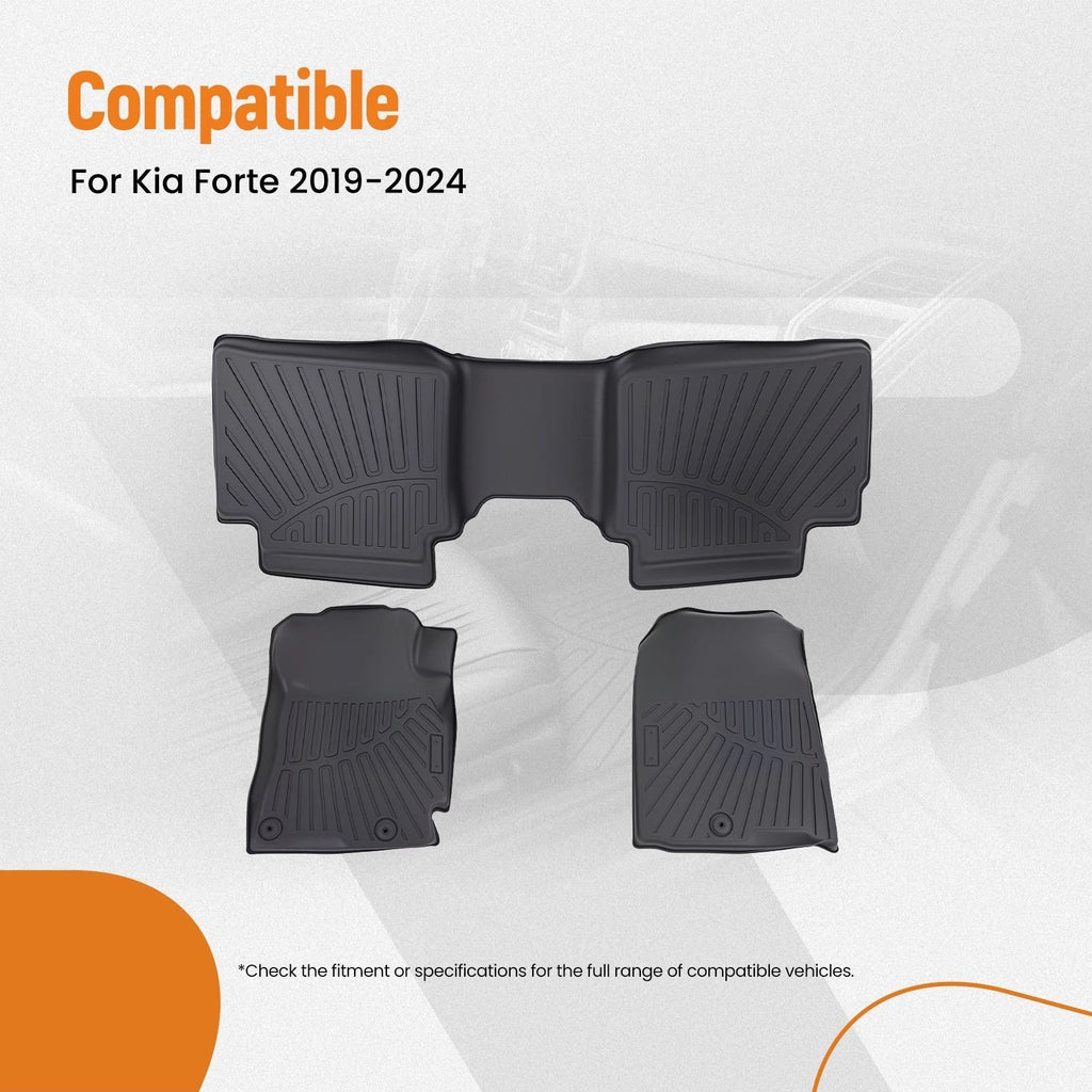 Anti-Slip Floor Mats for Kia Forte (2019–2024) TPE Rubber Full Set
