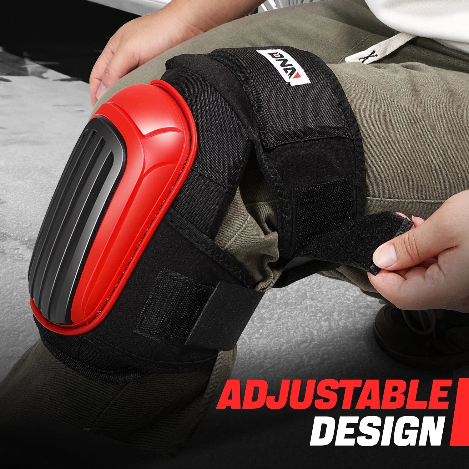 Knee Pads for Universal Fit (Adjustable, TPR Shell, EVA Foam, Red)