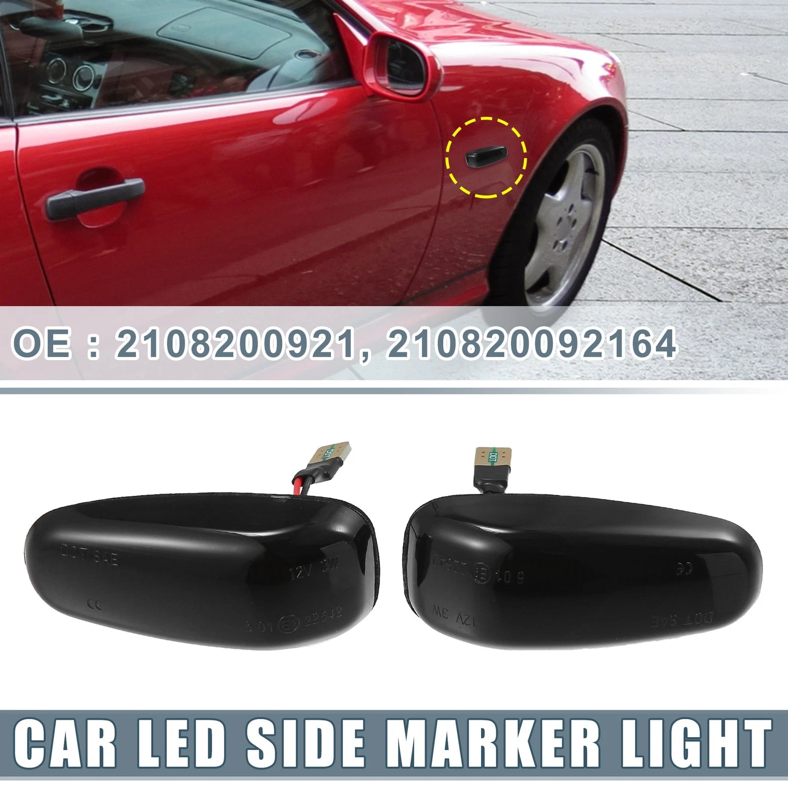 2pcs LED Side Marker Amber Light 2108200921 for Mercedes-Benz CLK320 (1998-1999)