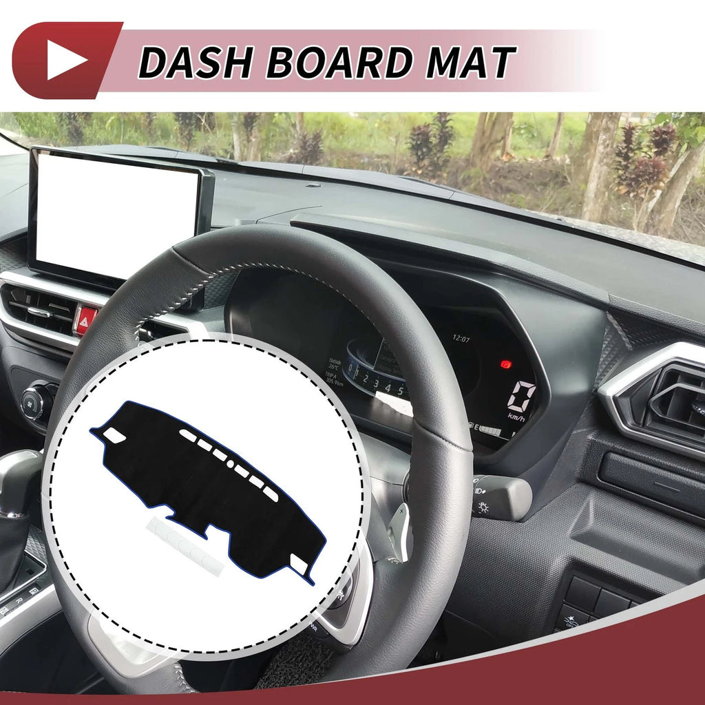 Dashboard Cover Mat for Toyota Raize (2013–2020) - Sun Protector Pad Black Blue