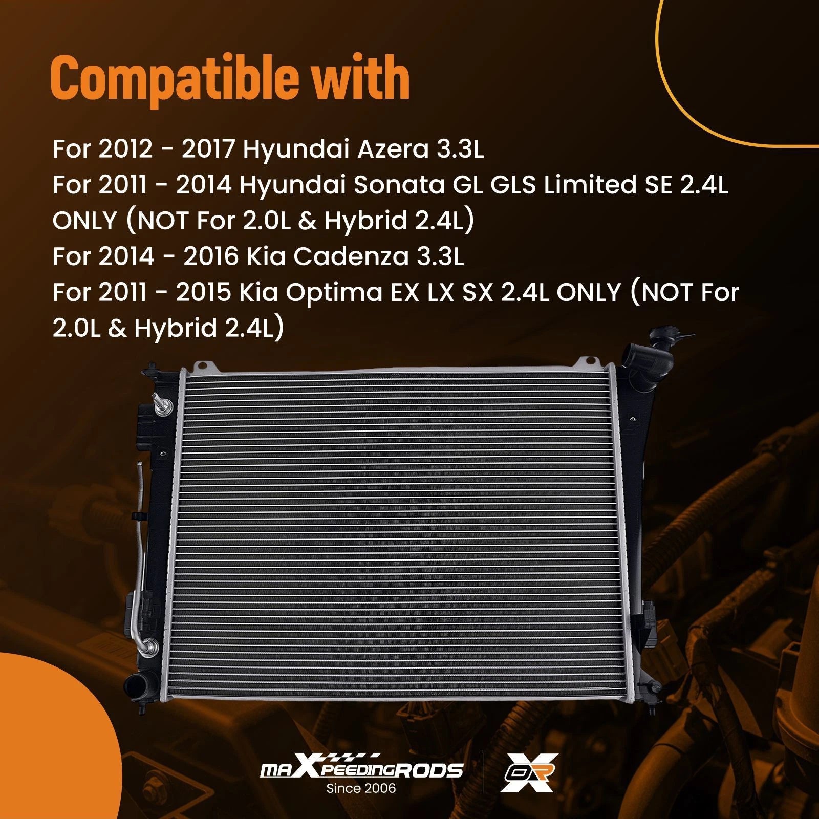Aluminum Radiator for Hyundai Azera 3.3L (2012–2017)