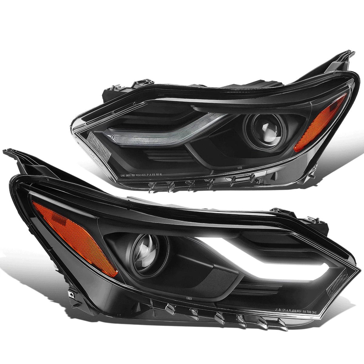 Projector Headlights for Chevy Equinox (2018–2021) - Black/Amber, LED DRL