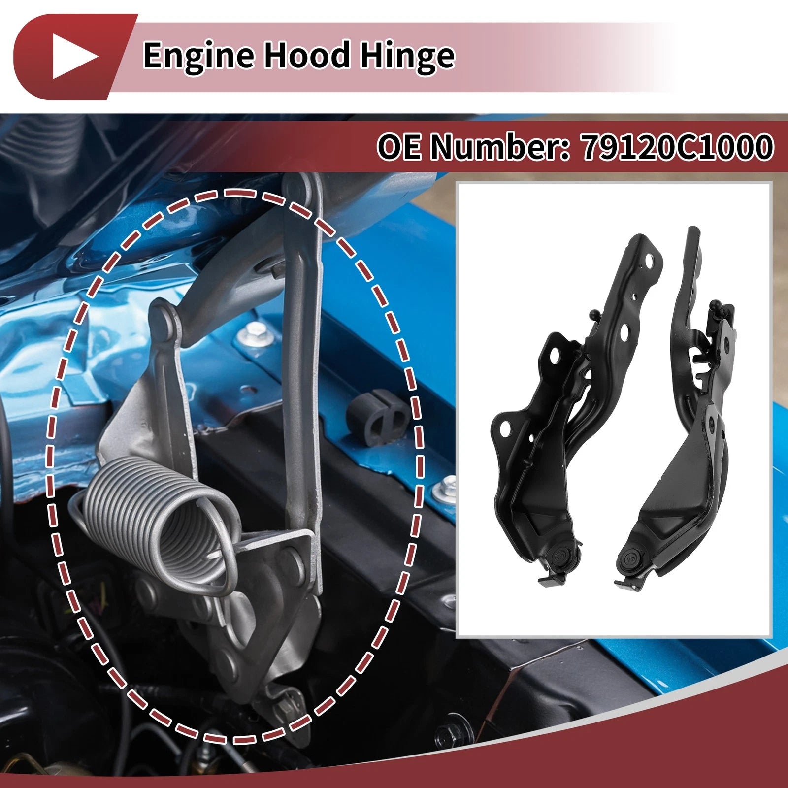 Hood Hinges for Hyundai Sonata (2015–2019) 1 Pair No. 79120C1000