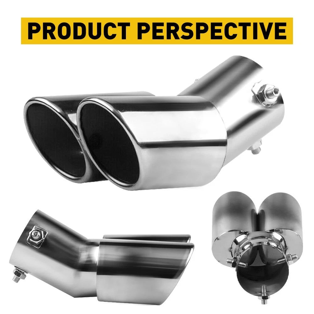 Dual Exhaust Muffler Tip for Universal Vehicles (Black Stainless Steel)