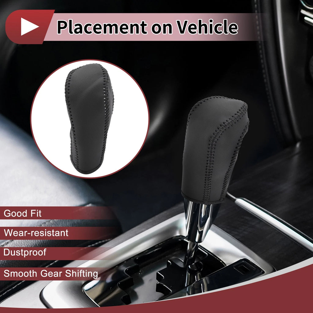 1 Pc Gear Shift Knob Cover for Ford Fiesta (2011–2019) Black Faux Leather
