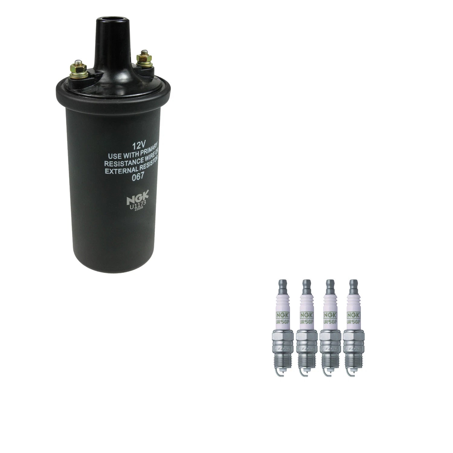 NGK Ignition Coil & 4 Platinum Spark Plugs Kit for Vega 2.3 L4 (1971–1977)