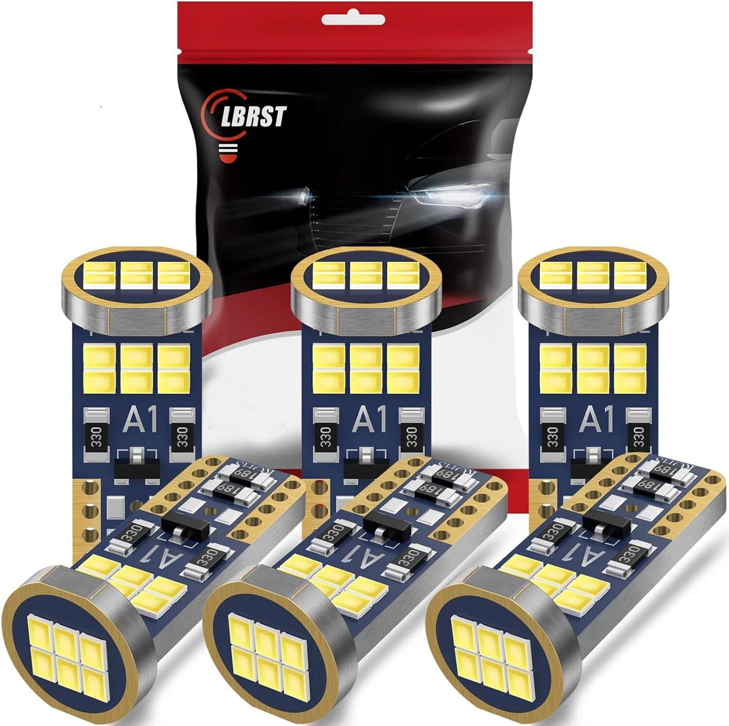 Set of 6 T10 LED License Plate Light Bulbs for Various Models