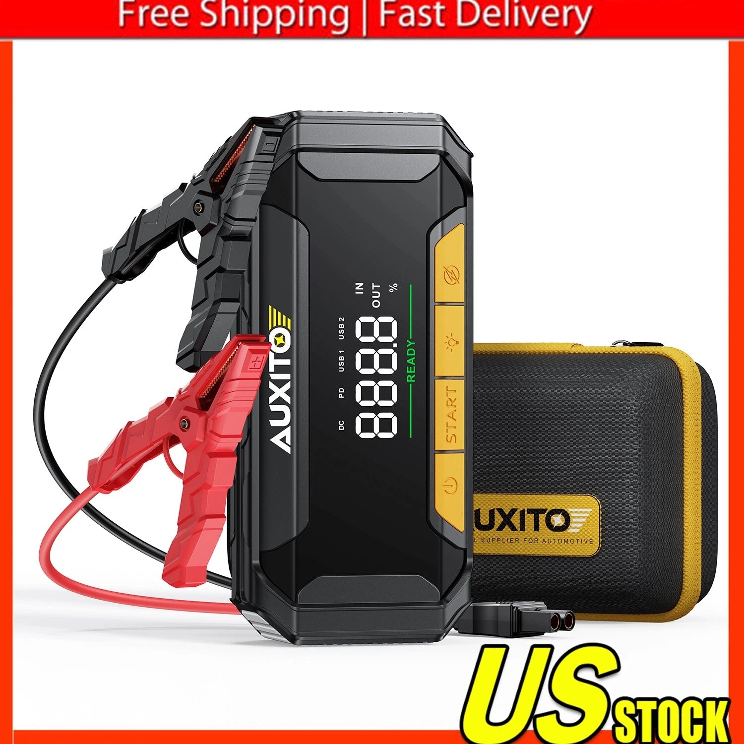 AUXITO 6000A Car Battery Jump Starter with Dual USB Quick Charge (12V)