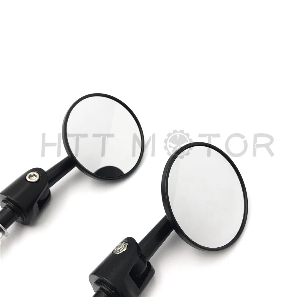 Pair of 1" 25mm Round Bar End Rearview Convex Side Mirrors for Motorcycle
