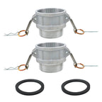 2X Aluminum Cam and Groove Hose Fitting for Global Type B