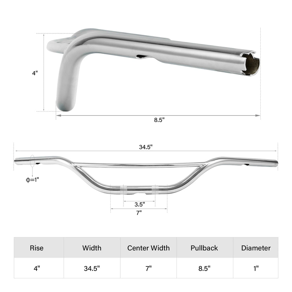 Chrome Hollywood Handlebar for Harley Sportster XL883 1200 Dyna Softail