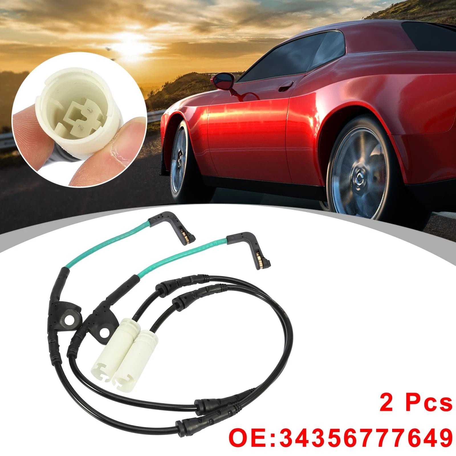 2X Front Brake Pad Wear Sensor 34356777649 34356789440 for BMW 335i (2007–2013)