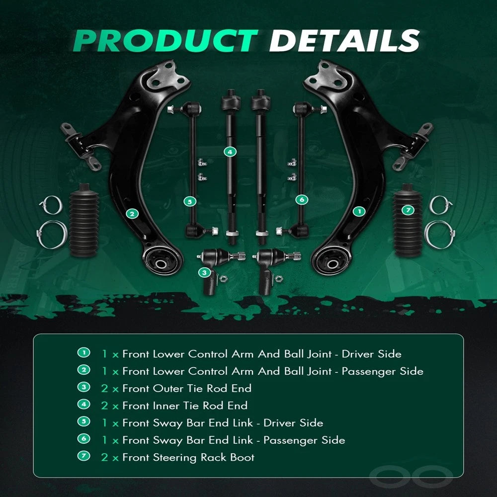 Front Lower Control Arm & Tie Rod for Toyota Sienna (1998–2003)