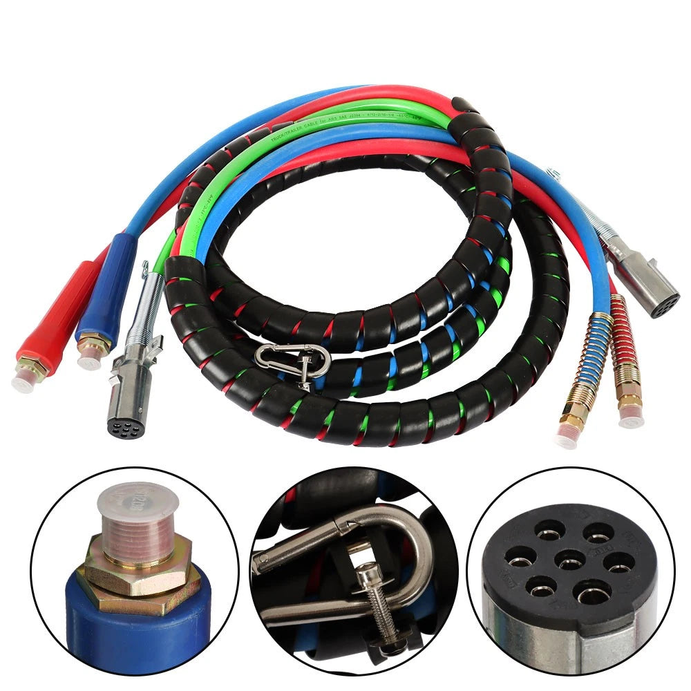 3X Air Line Hose Assemblies for Semi Truck Tractor Trailer (15')
