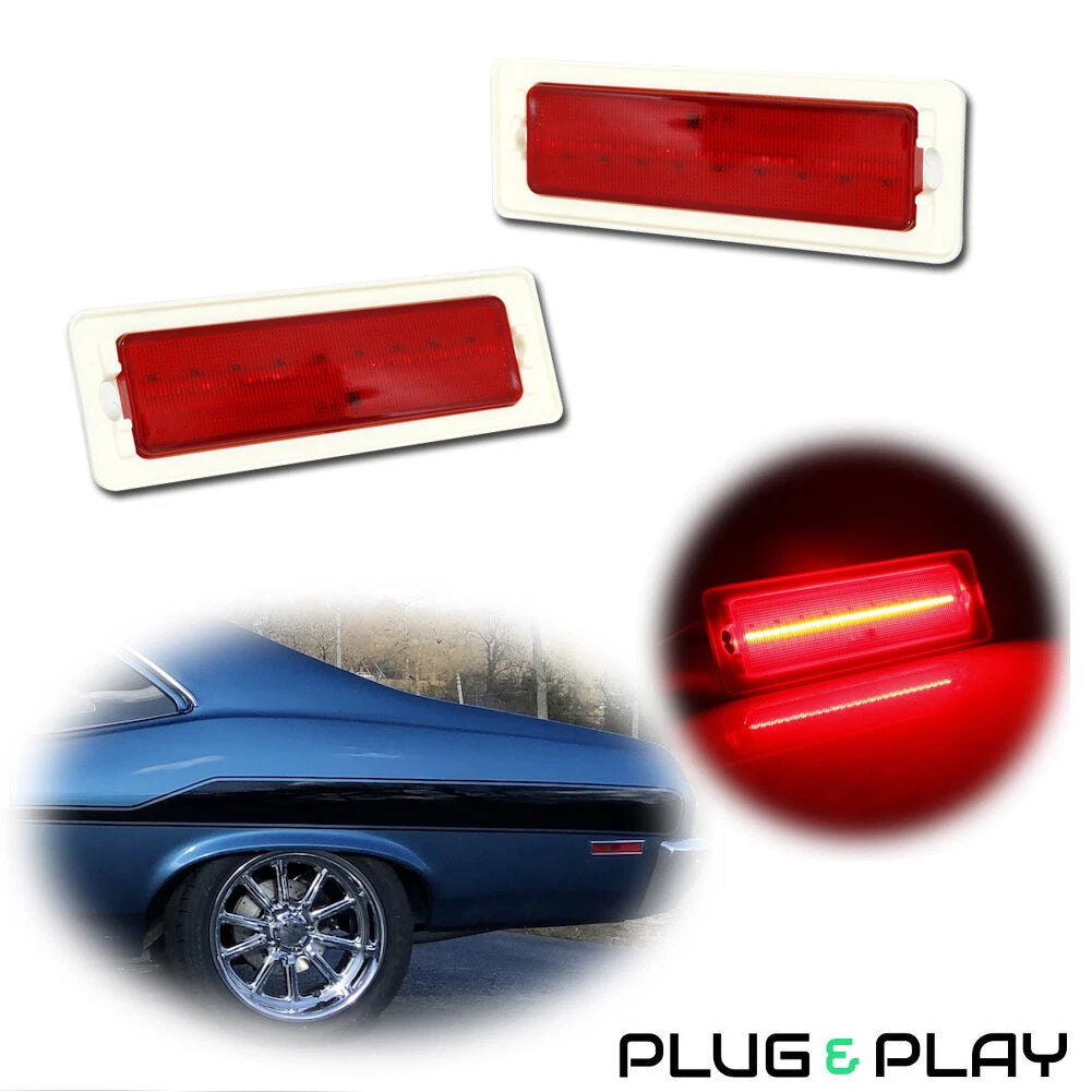 2X Red LED Rear Bumper Reflector for Chevy Nova (1970–1974)