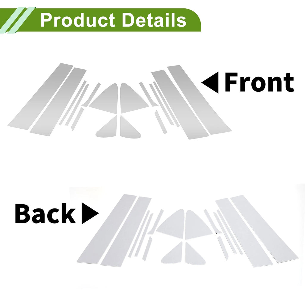 16 Pcs Pillar Window Trim for Chevy Cruze (2017–2021) Silver Tone