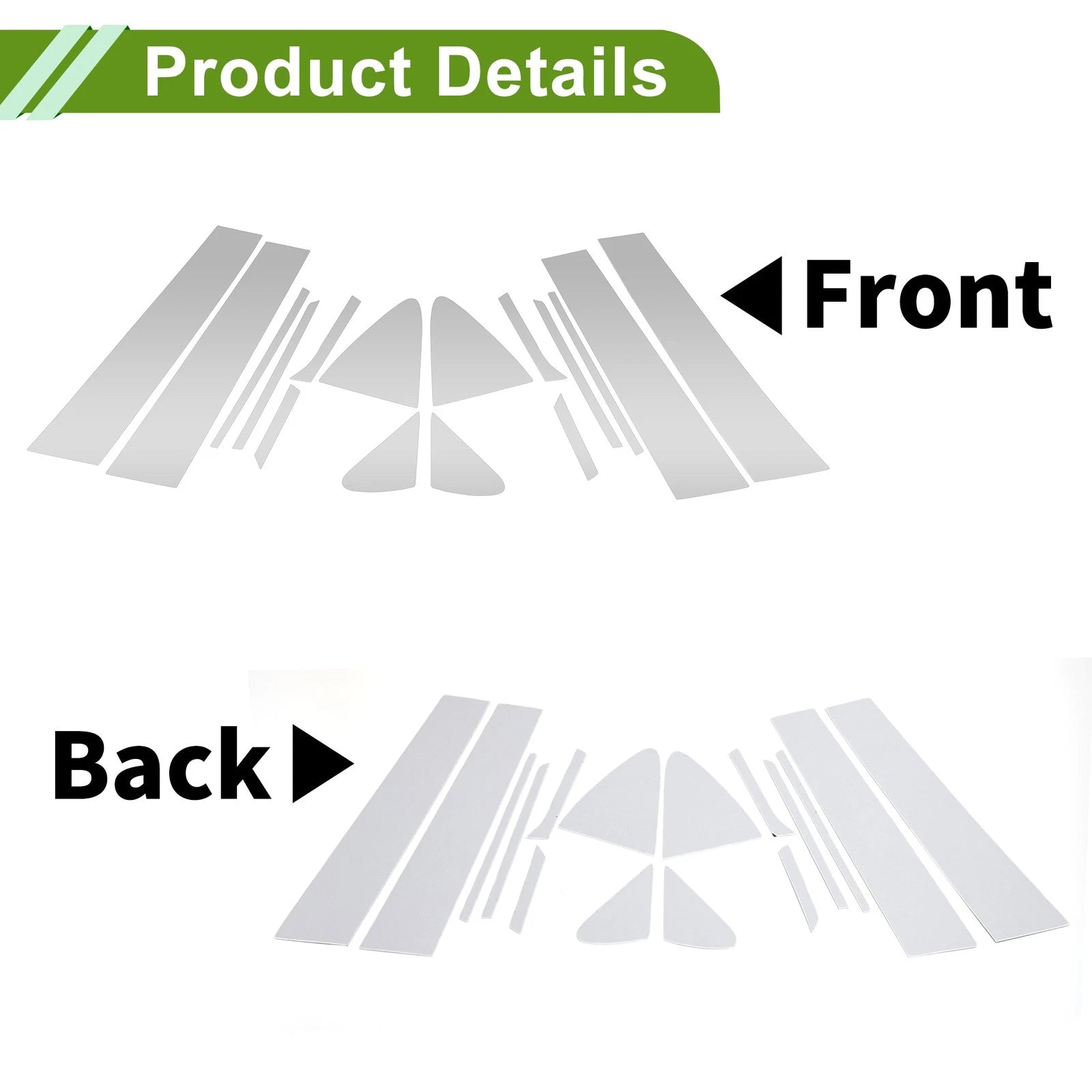 16 Pcs Pillar Window Trim for Chevy Cruze (2017–2021) Silver Tone