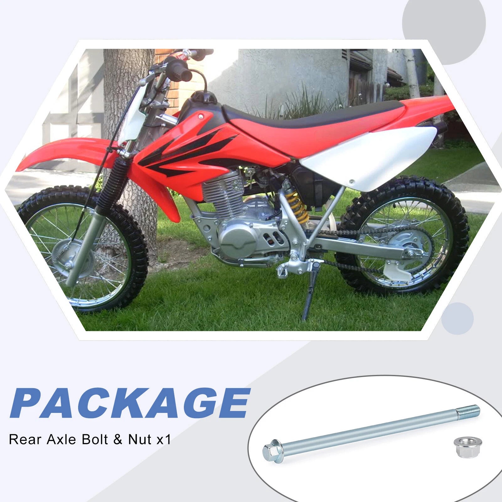 Rear Axle Bolt with Nut for Honda XR 80R 100R (1985–2003) & CRF 80F 100F (2004–2013)