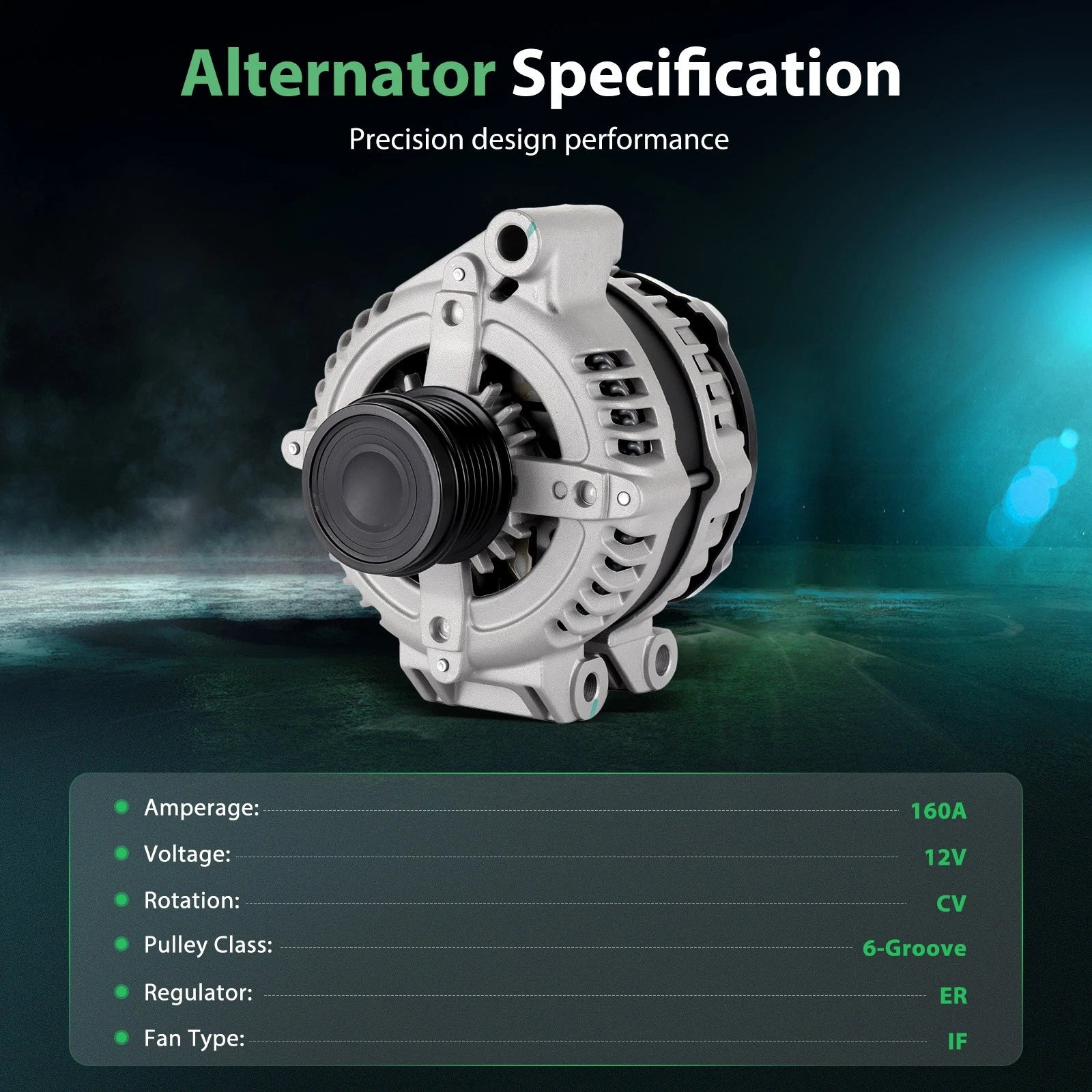 160A Alternator with 6 Groove Pulley for Dodge Avenger (2011–2014)