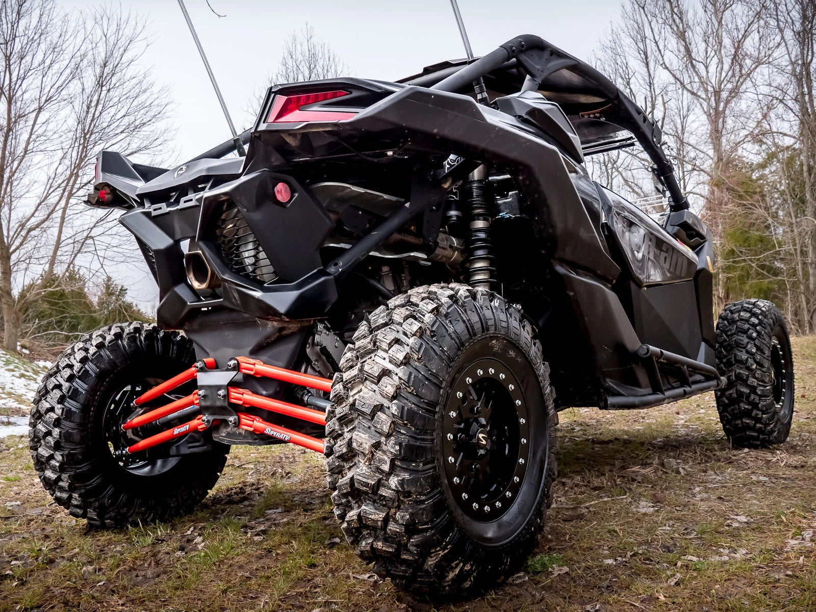 SuperATV Tubed Rear Radius Rods for Can-Am Maverick X3 (2017–2023) - Red