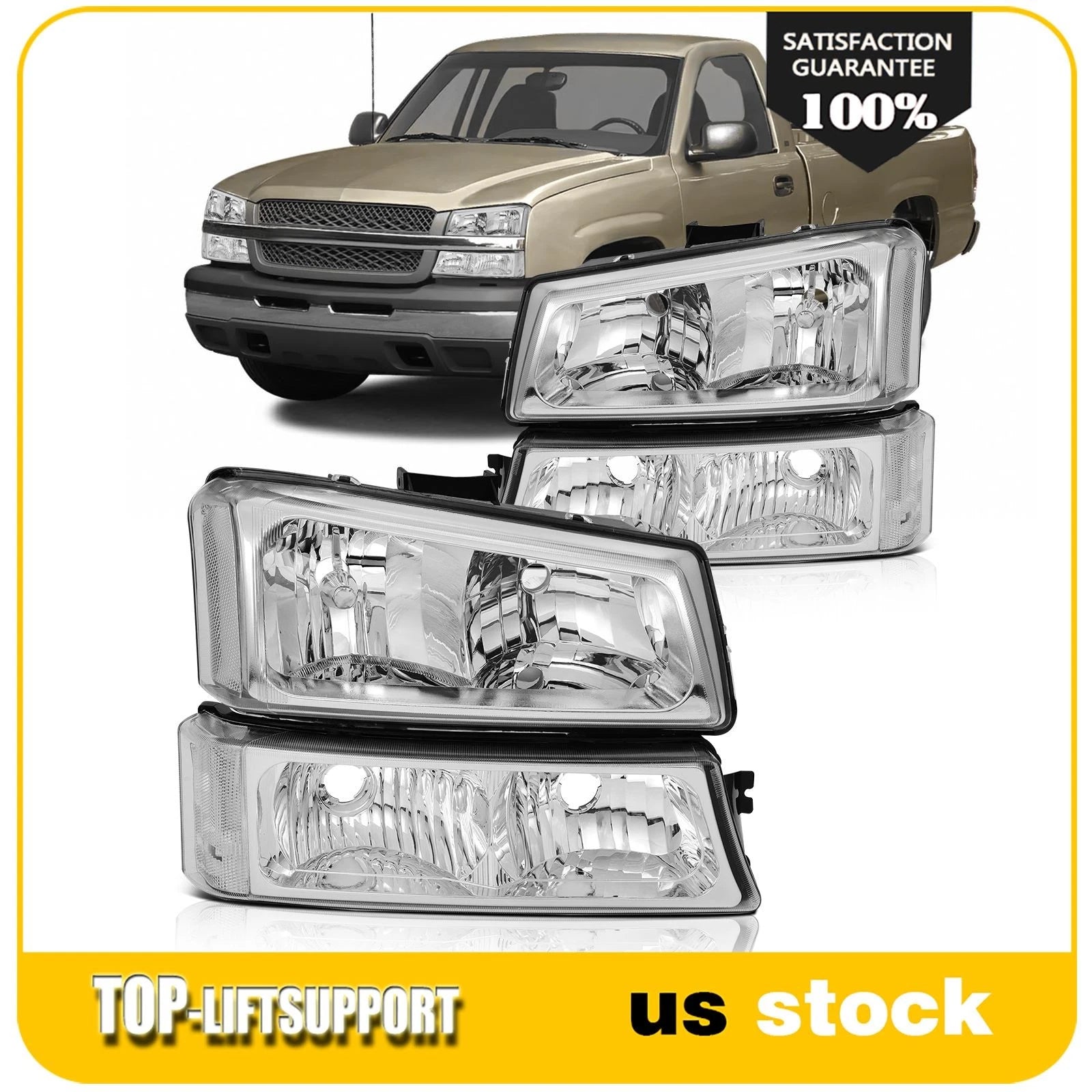 Pair Headlight Assembly for Chevrolet Silverado Avalanche (2003–2007)