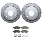 Rear Brake Kit 330mm Drilled Disc Rotors & Akebono Ceramic Pads for Chevrolet GMC