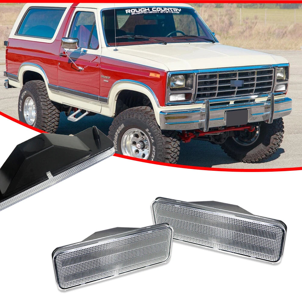 Clear Front Bumper Turn Signal Light Lenses for Ford Bronco (1980–1986)