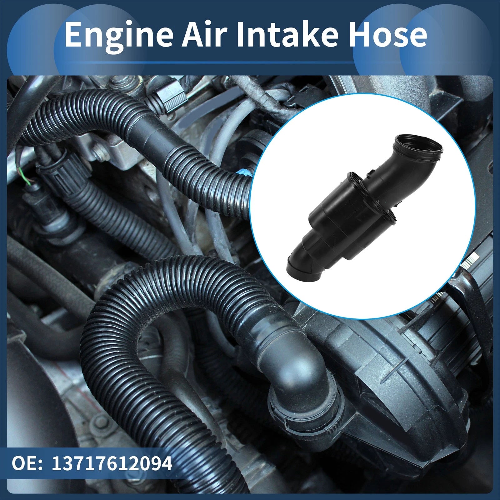 Engine Air Intake Hose for BMW F10 Series 528i (2012–2016) No. 13717612094 Rubber