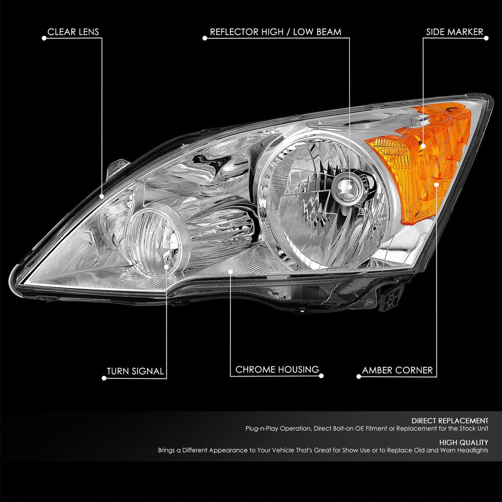 Set of 2 Chrome Housing Amber Corner Headlights for Honda CR-V (2007–2011)