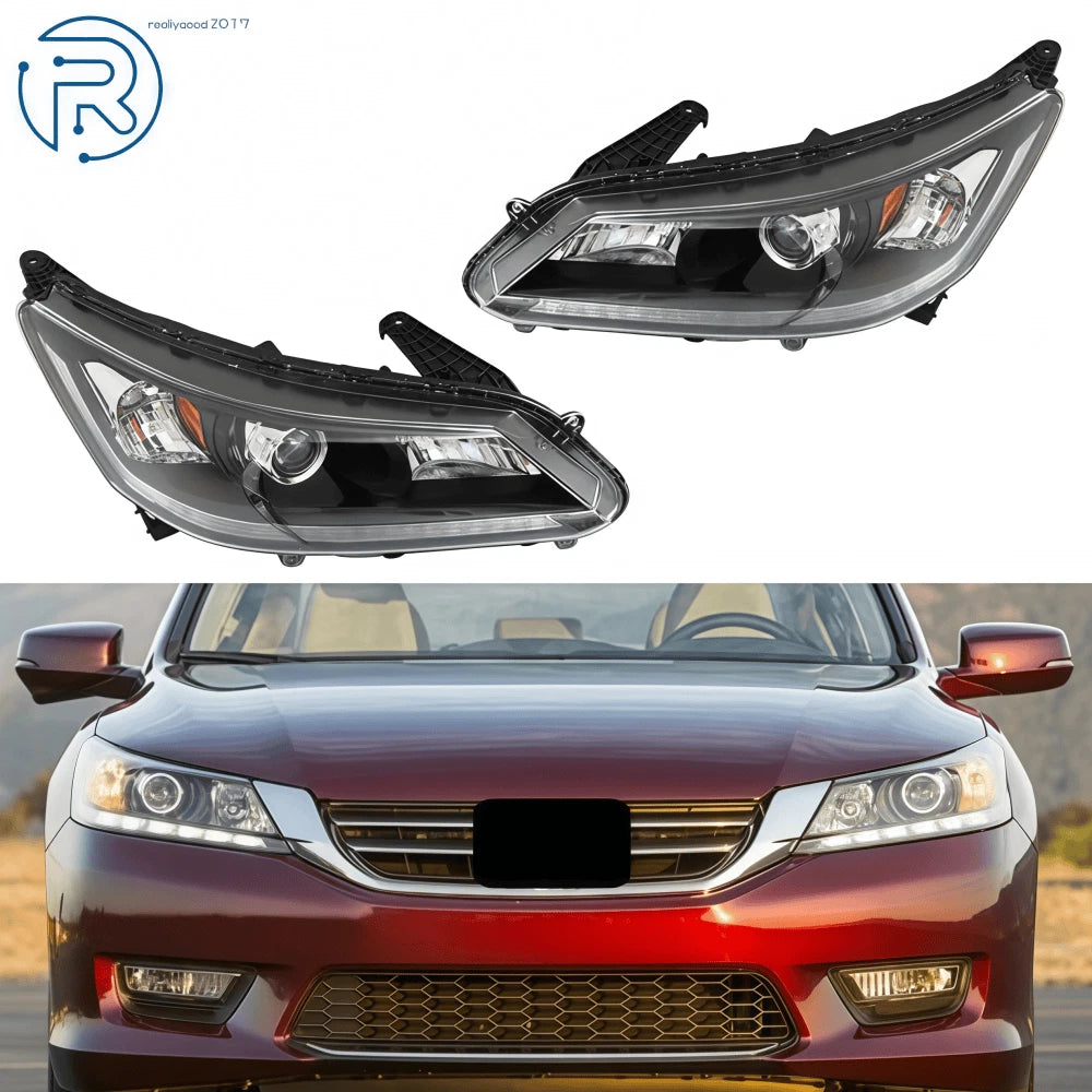 Set of 2 Halogen Headlights for Honda Accord (2013–2015) w/ LED DRL