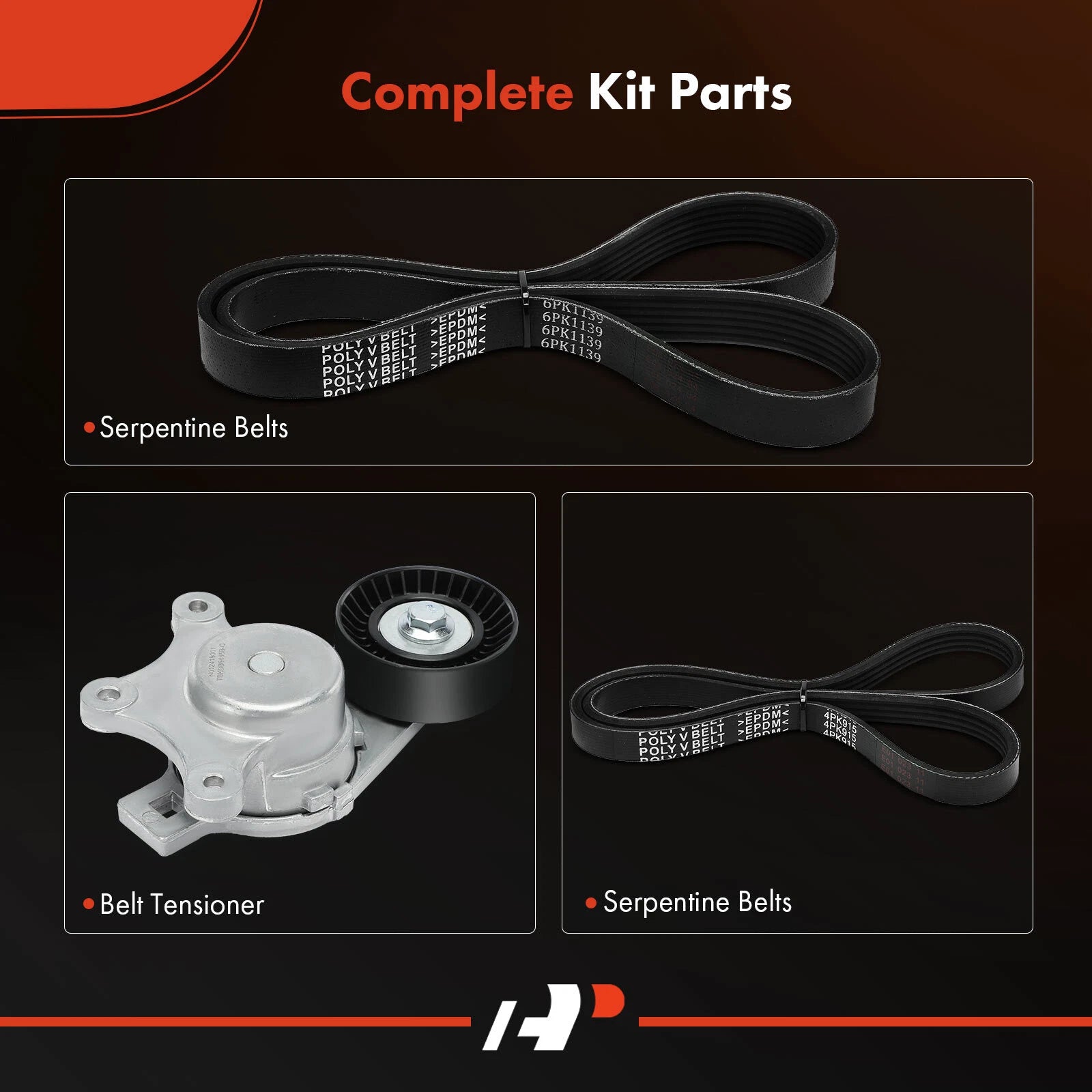 3X Serpentine Belt Drive Component Kit for Ford Edge, Lincoln MKX (2011–2014)