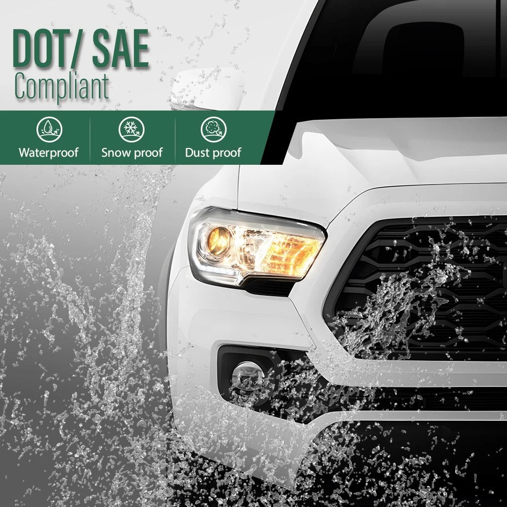 LED DRL Chrome Halogen Headlights for Toyota Tacoma (2016–2022)