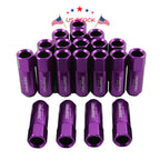 Set of 20 Purple M12x1.5 Extended Aluminum Racing Lug Nuts for Universal