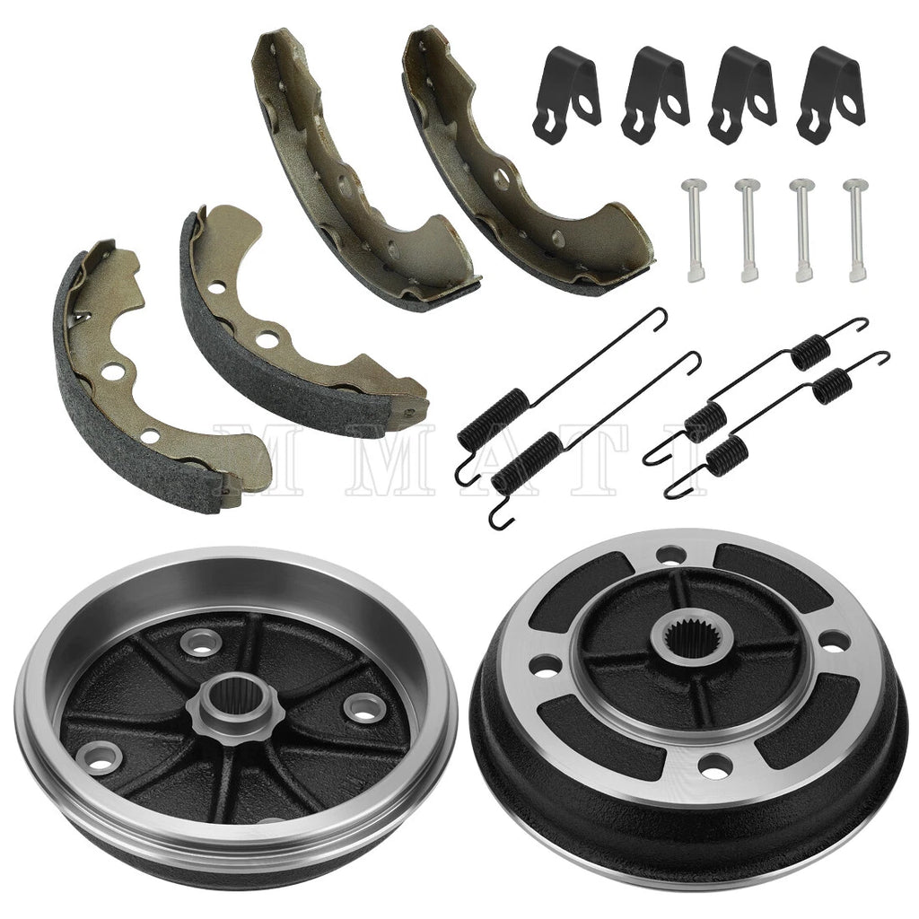 2X Front Wheel Brake Drum Hub & Brake Shoes for Kawasaki KAF540 Mule (2020-2030)