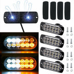 4X Amber/White 12LED Strobe Light Bar for Car Truck
