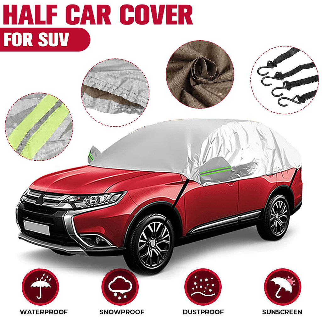 1X Waterproof Car Half Body Sun Shade Cover for All Models (UV, Snow Resistant)