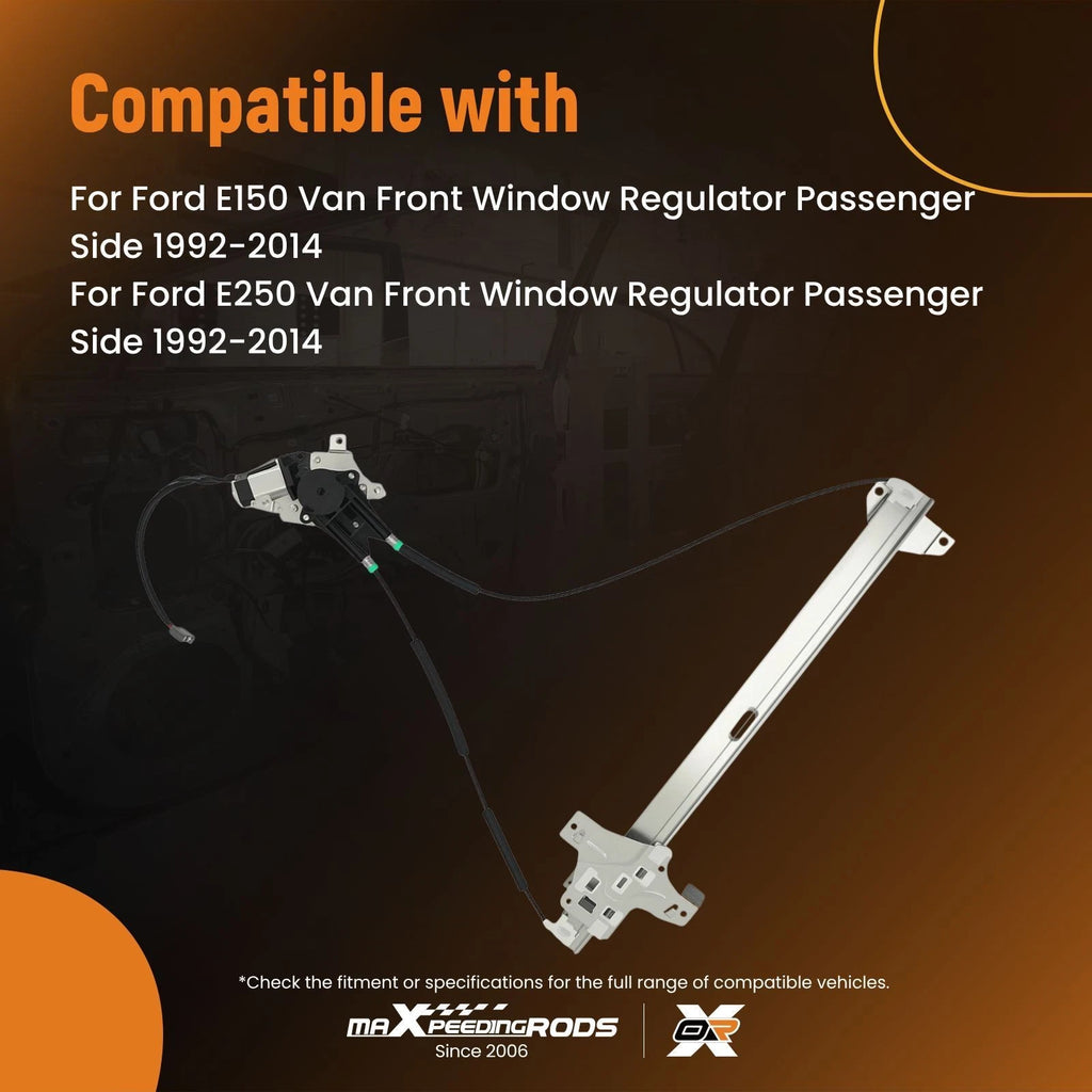 Front Right Power Window Regulator with Motor for Ford E150 E250 E350 (1992-2014)