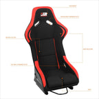 J2 Engineering Fixed Position Bucket Racing Seat w/Sliders for Universal (2000–2023)